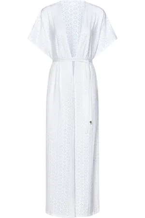 FISICO Embroidered-eyelet maxi robe