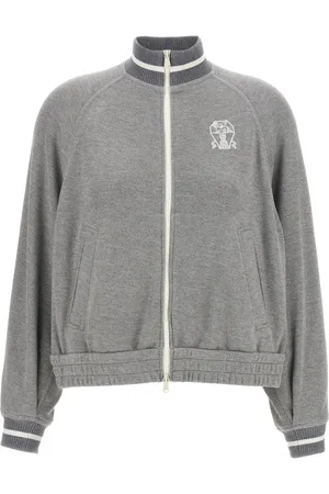 Brunello Cucinelli Ribbed-collar zip-up cardigan