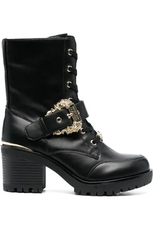 ショートブーツ・ブーティ VERSACE Woman Flat ankle boots Black 77VA3S8071570 899 Hurley Platform Boots Black,Print | VERSACE