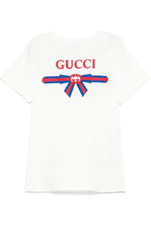 GUCCI KIDS bright yellow vintage logo crew neck tshirt 10Y