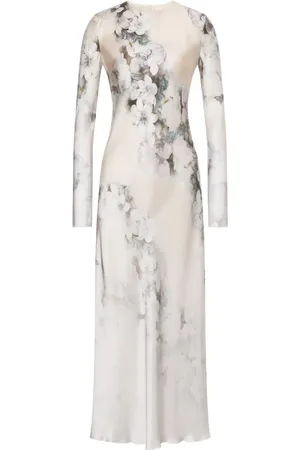 ワンピース A FERRETTI Silk dress with floral print Alberta Ferretti floral-print Silk Dress | Blue | FARFETCH