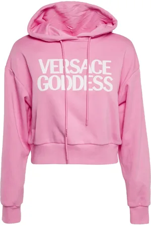 VERSACE Logo-print cropped hoodie