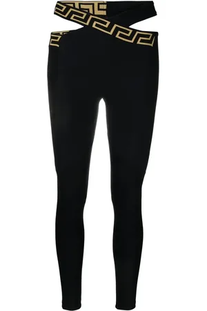 VERSACE La Greca crossover waistband leggings