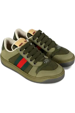Gucci Web-stripe leather sneakers