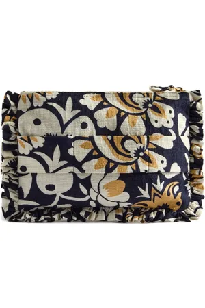 La DoubleJ Floral-print ruffled clutch bag