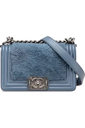 CHANEL 2013-2014 Small Leather and Fur Boy Flap crossbody bag