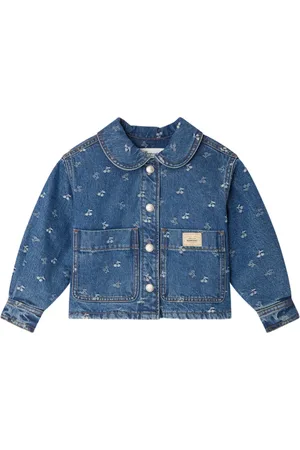 BONPOINT Cherry-embellished denim jacket