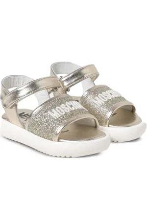Moschino Glitter-embellished touch-strap sandals