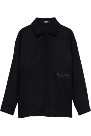 Balmain Embroidered-logo shirt jacket