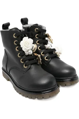 MONNALISA Amphibian lace-up flower-embellished boots