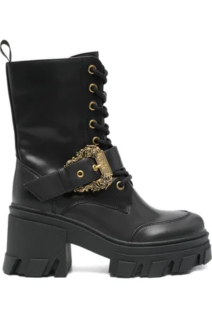 ショートブーツ・ブーティ VERSACE Woman Flat ankle boots Black 77VA3S6471570 899 Versace Jeans Couture Outlet: Flat ankle boots woman - Black