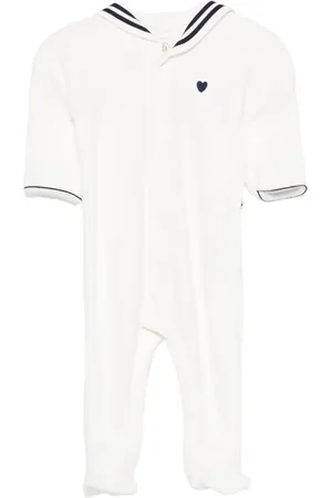 Petit Bateau Sailor-collar velour pajamas