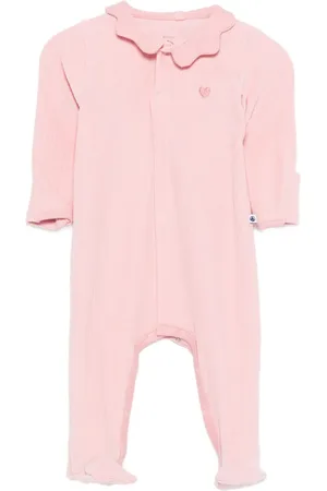 Petit Bateau Ribbed-knit heart-detail sleepsuit