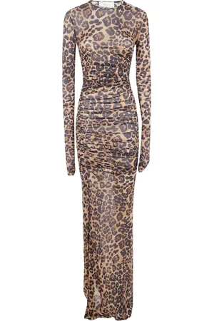 BLUMARINE Leopard-print ruched maxi dress