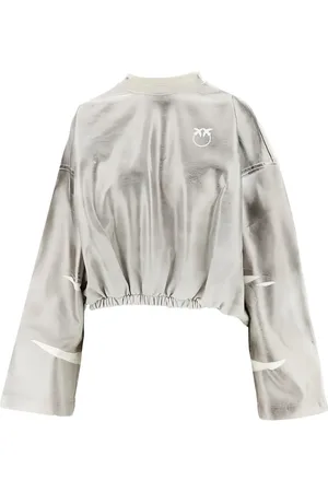 Pinko Metallic-effect elasticated-hem sweatshirt