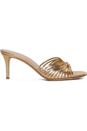 Gianvito Rossi Leather-trimmed knotted mules