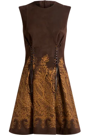 Etro Lace-up paisley-print mini dress