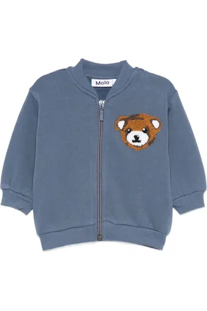 Molo Teddy-embroidered zip-up jacket