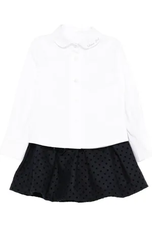 Lapin House Bow-embellished polka-dot skirt