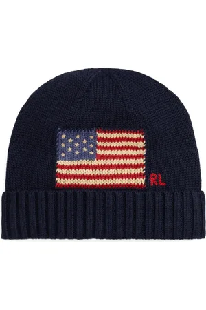 Ralph Lauren Flag-embroidered ribbed beanie hat