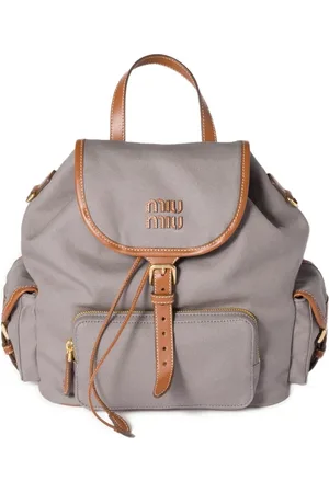 Miu Miu Leather-trimmed flap backpack
