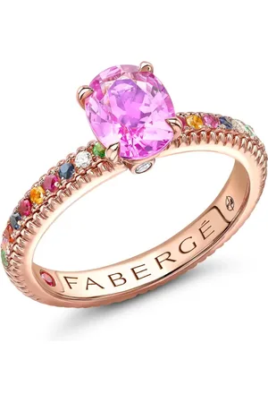 Faberge 18kt rose gold Colours of Love sapphire fluted ring