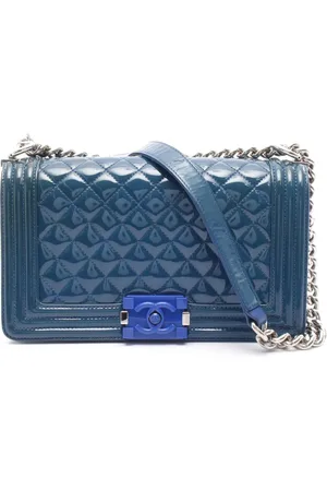 CHANEL 2014-2015 Old Medium Quilted Patent Acrylic Boy Flap crossbody bag