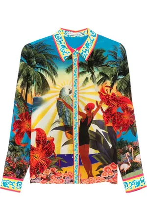 ALICE+OLIVIA Willa tropical-print silk shirt