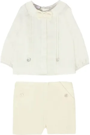 PAZ RODRIGUEZ Bow-detailed pleated shorts set