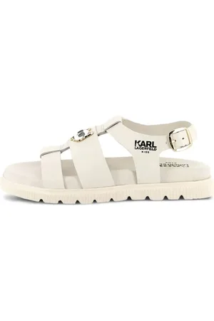 Karl Lagerfeld Cat-embellished leather open toe sandals