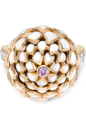Pragnell 18kt yellow gold Wildflower white clover diamond ring