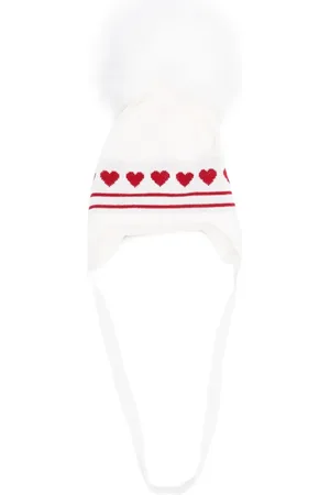 MONNALISA Heart-intarsia beanie hat