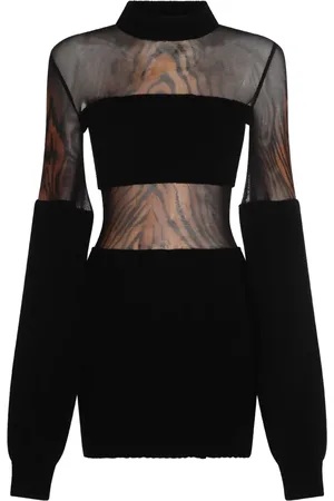 Jean Paul Gaultier Tiger-print mesh-insert mini dress