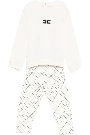 Elisabetta Franchi Logo-embroidered geometric-pattern trousers set