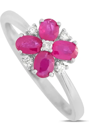 LB Exclusive 14K white gold diamond and ruby ring