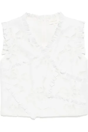 Shushu/Tong Lace-trimmed top