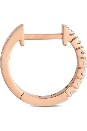 LB Exclusive 14K rose gold diamond hoop earrings