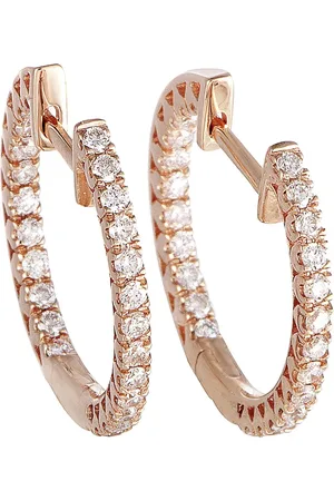 LB Exclusive 14K rose gold diamond hoop earrings
