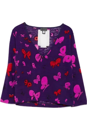 VERSACE 2000s butterfly-patterned wool sweater