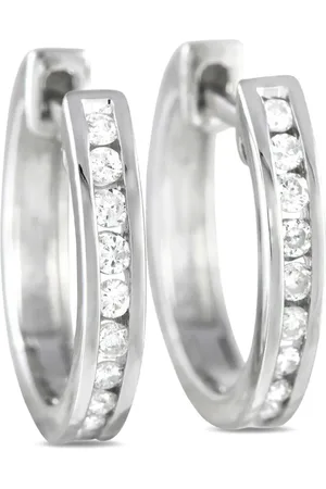 LB Exclusive 14K white gold diamond hoop earrings