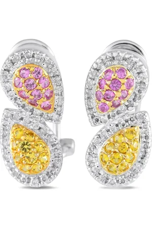 LB Exclusive 14K white gold sapphire earrings