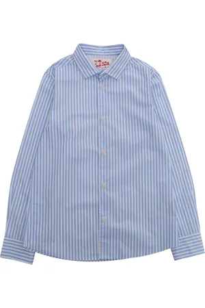 MC2 SAINT BARTH Agnes striped embroidered-logo shirt