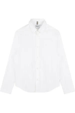 HUGO BOSS Long-sleeved logo-embroidered shirt