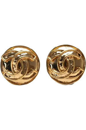 CHANEL 1994 Plated CC Round Clip On Earrings costume earrings