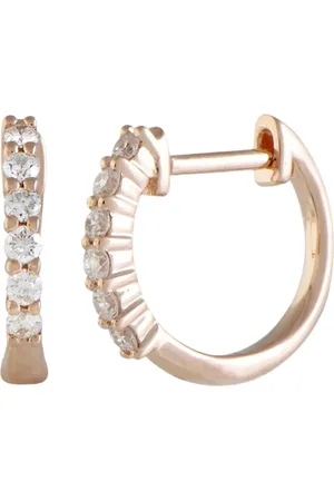 LB Exclusive 14K rose diamond small hoop earrings