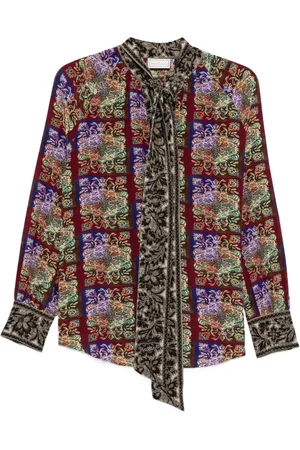 PIERRE-LOUIS MASCIA Patterned tie-neck shirt