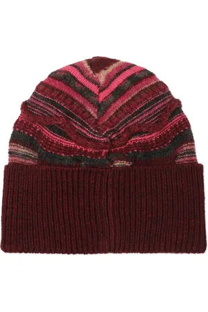 LANEUS Striped cable-knit beanie hat