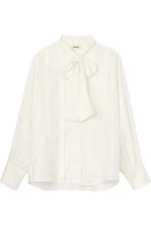 Sandro Pleated tie-neck silk shirt