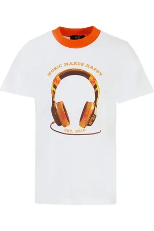 Nº21 Headphone-print cotton T-shirt