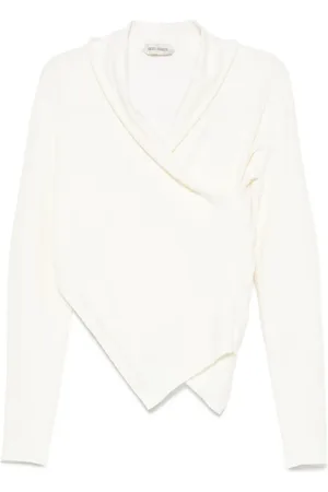 Alberta Ferretti Asymmetric draped wool top